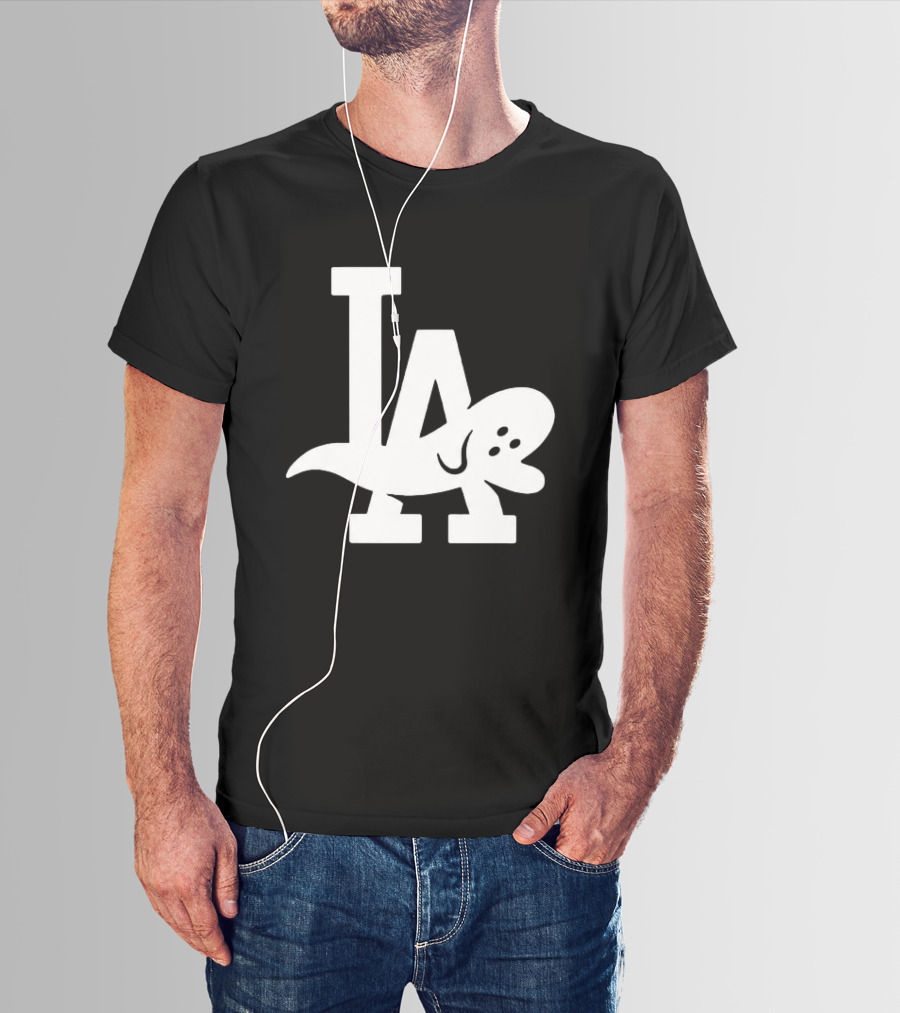 Los Angeles Dodgers LA Ghost Logo Halloween T-Shirt