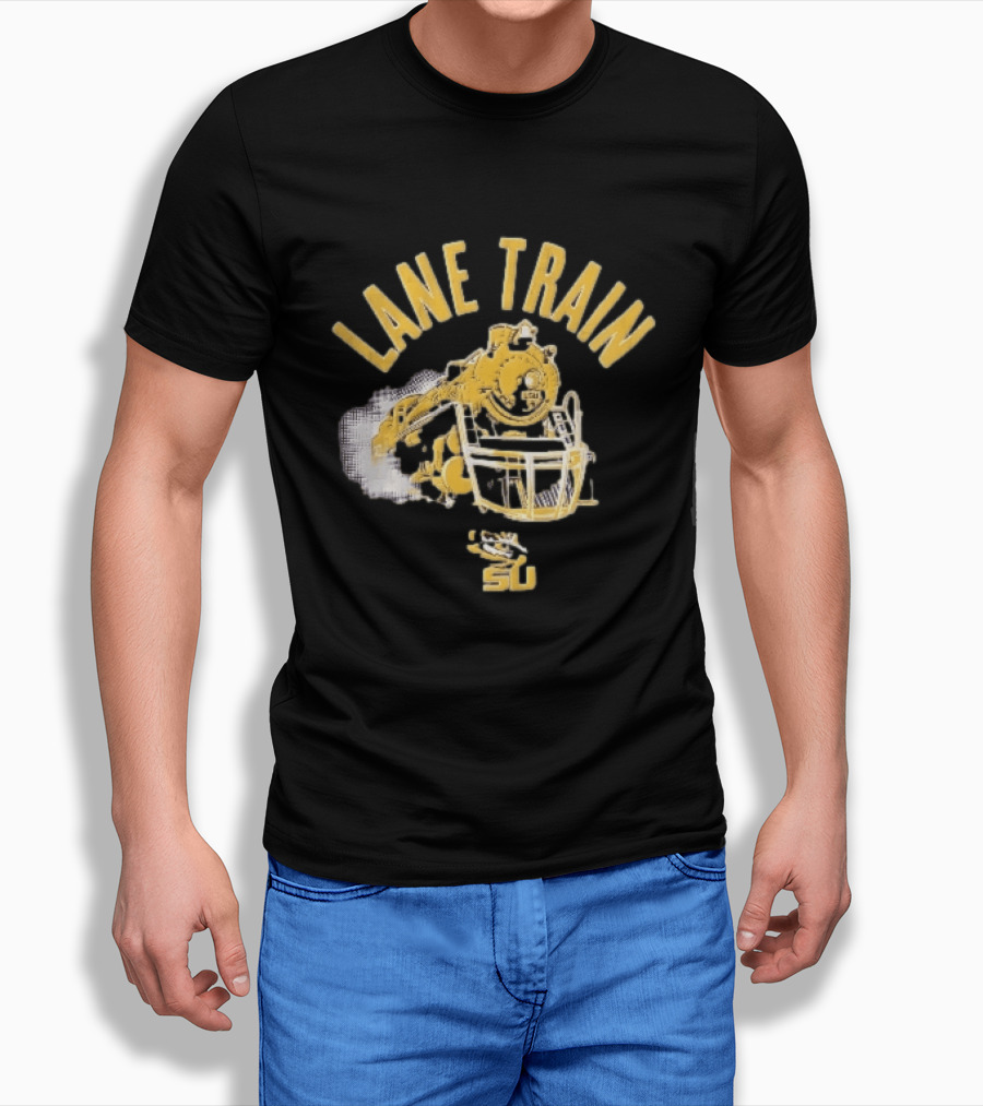 Lane Train Yellow Steam Lsu Tigers NCAA Locomotive Helmet Smoke T-Shirt