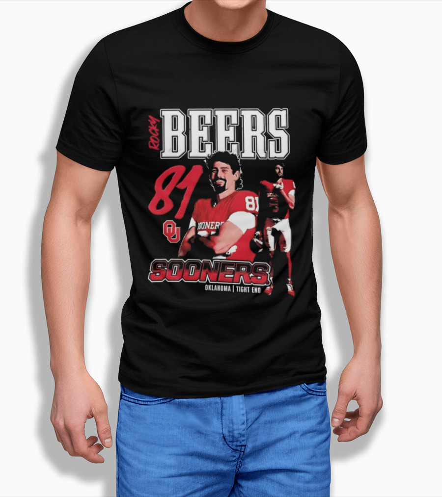 Rocky Beers 81 Oklahoma Sooners Tight End Football Team T-Shirt