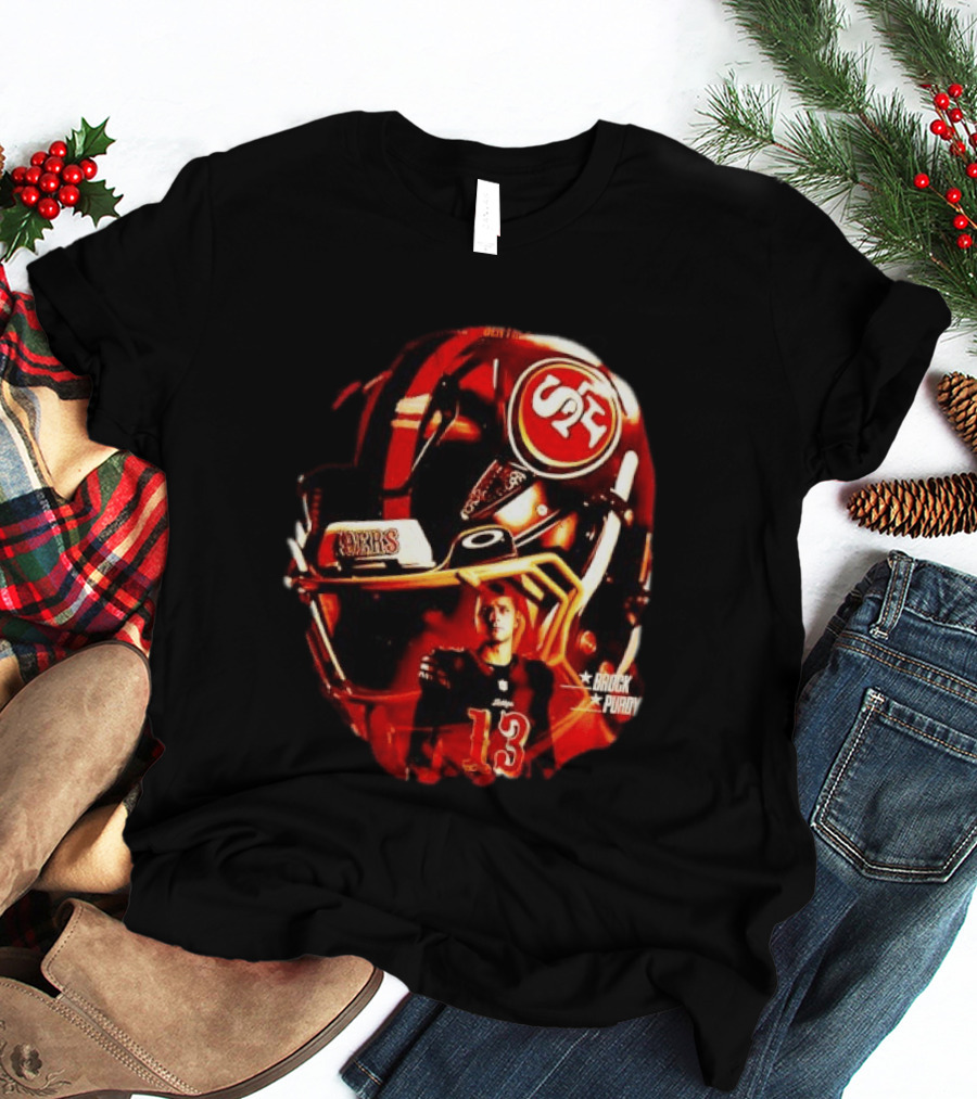 San Francisco 49ers Brock Purdy 13 Football Helmet NFL Night T-Shirt