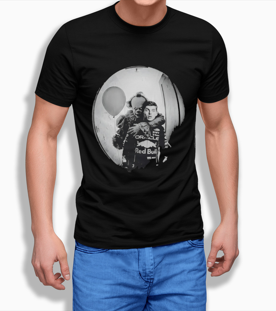 Max Verstappen Red Bull Racing And Pennywise Balloon Halloween Scene T-Shirt