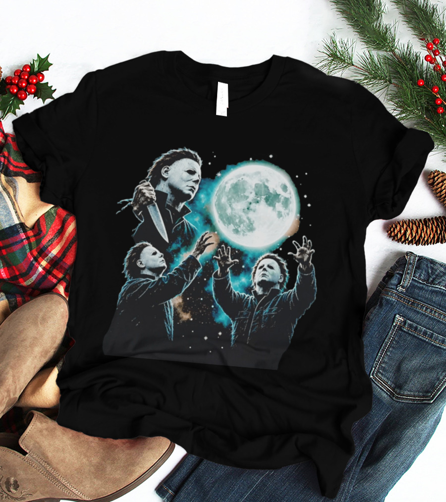 Michael Myers Halloween Moon Knife Scene T-Shirt