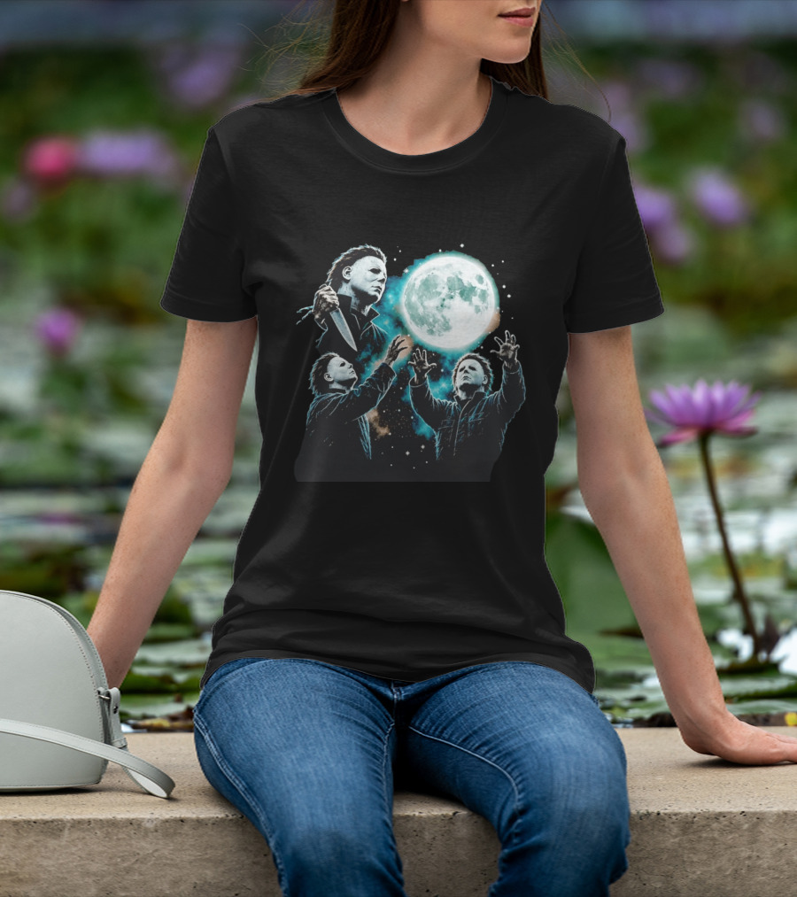 Michael Myers Halloween Moon Knife Scene T-Shirt