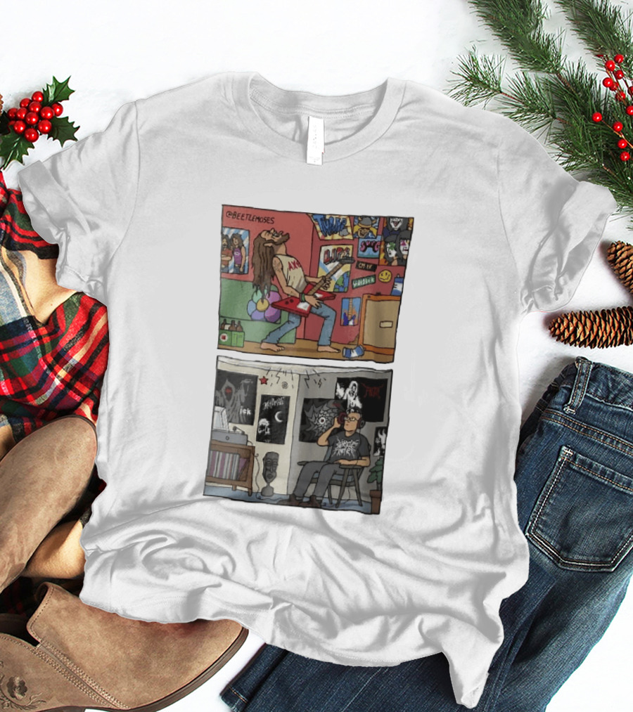 Beetlemoses Comic Heavy Metal Guitarist Listening S Room T-Shirt