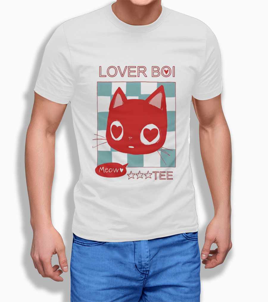 Lover Boi Meow Red Cat Star T-Shirt