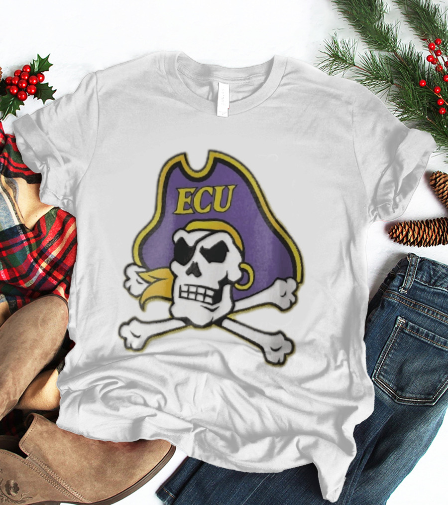 ECU Pirates Skull Crossbones Eyepatch Bandana NCAA T-Shirt