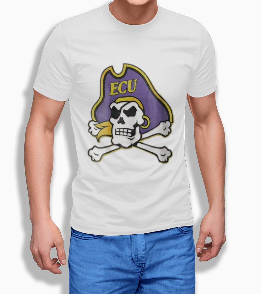 ECU Pirates Skull Crossbones Eyepatch Bandana NCAA T-Shirt