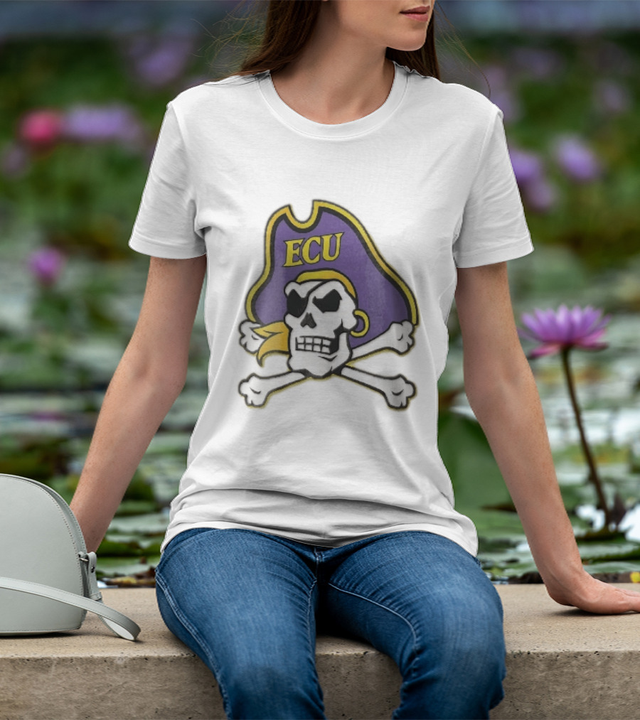 ECU Pirates Skull Crossbones Eyepatch Bandana NCAA T-Shirt