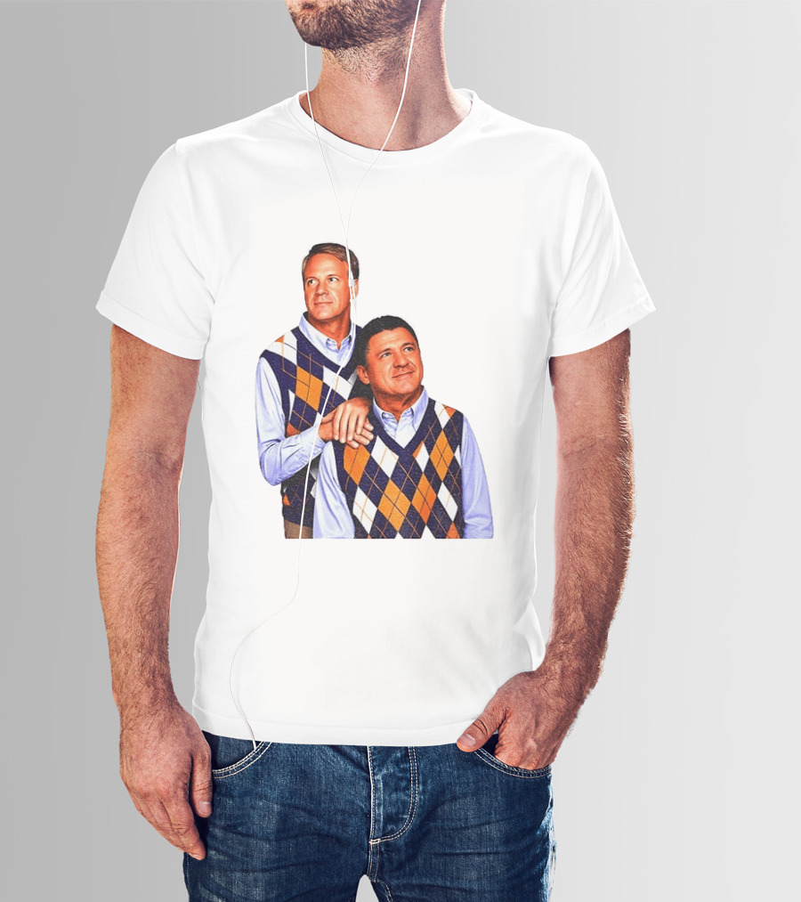 LSU Coaches Step Brothers Argyle Sweater Lane Kiffin T-Shirt