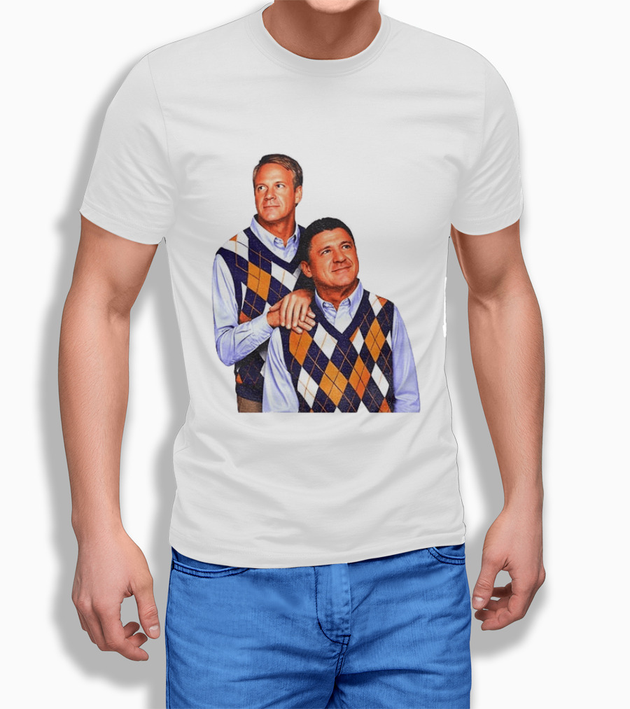 LSU Coaches Step Brothers Argyle Sweater Lane Kiffin T-Shirt