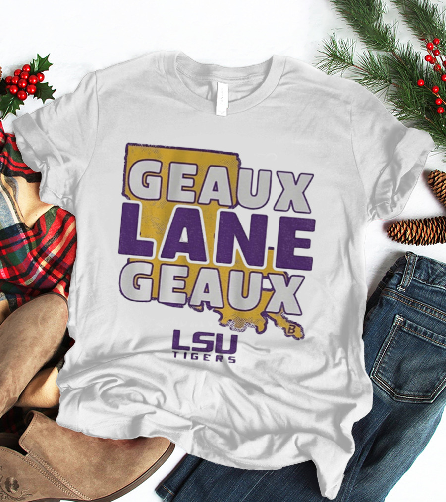 LSU Tigers Geaux Lane Geaux Football Louisiana Map T-Shirt