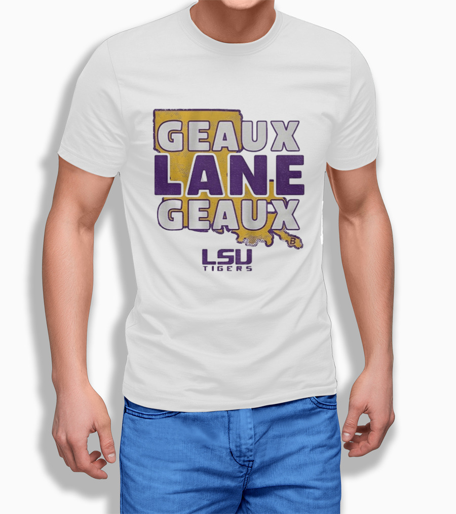 LSU Tigers Geaux Lane Geaux Football Louisiana Map T-Shirt