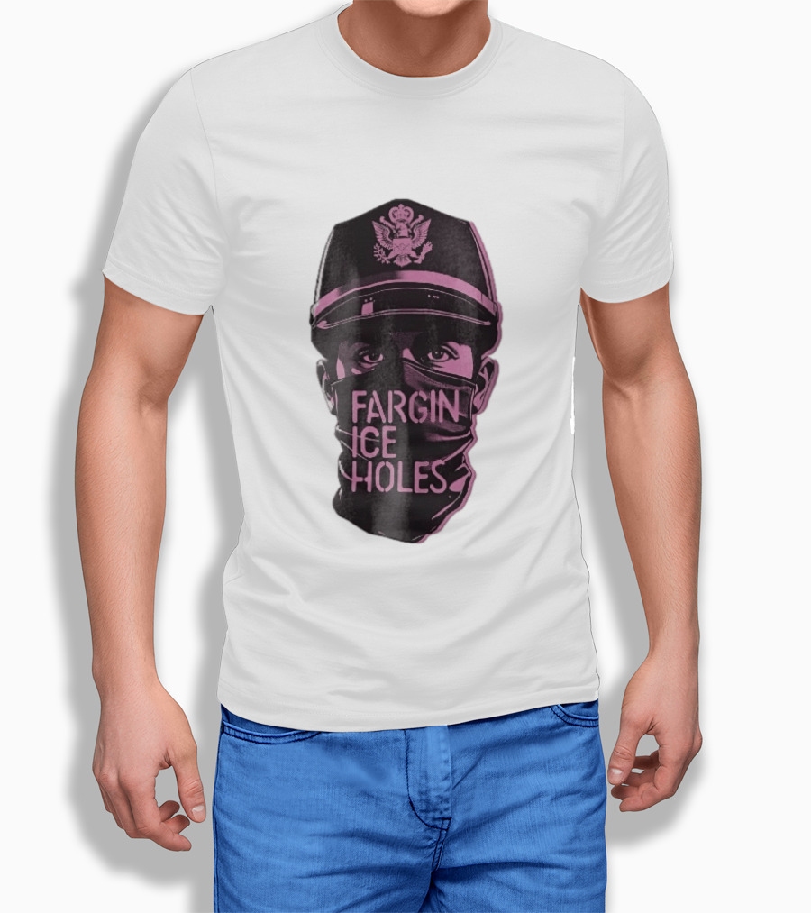 Fargin Ice Holes Masked Officer Police Cap Eagle T-Shirt