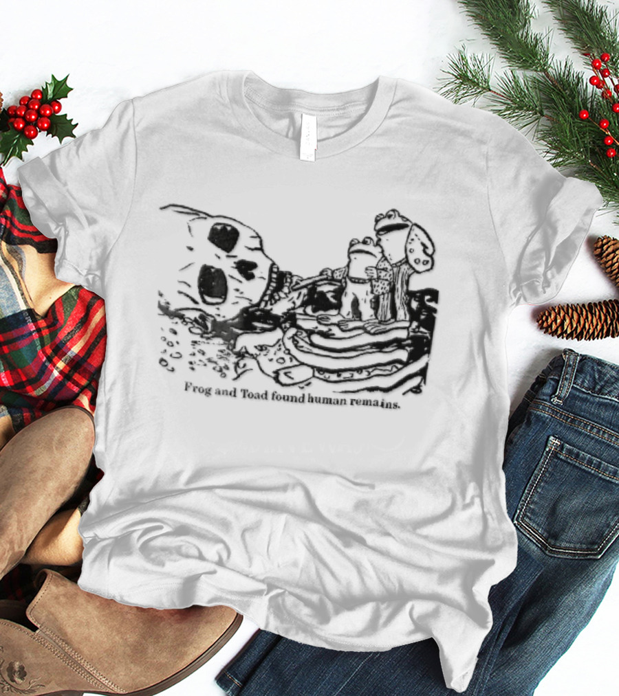 Frog And Toad Found Human Remains Cartoon Skeleton Skull Drawing T-Shirt