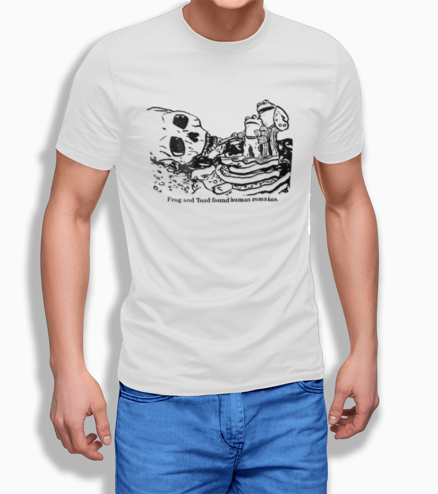 Frog And Toad Found Human Remains Cartoon Skeleton Skull Drawing T-Shirt