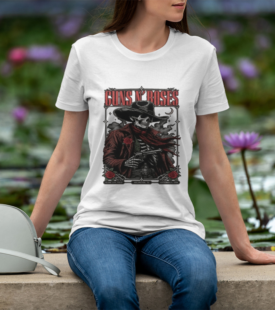 Guns N' Roses Skeleton Cowboy Globe Life Field Arlington TX September 9 2026 T-Shirt
