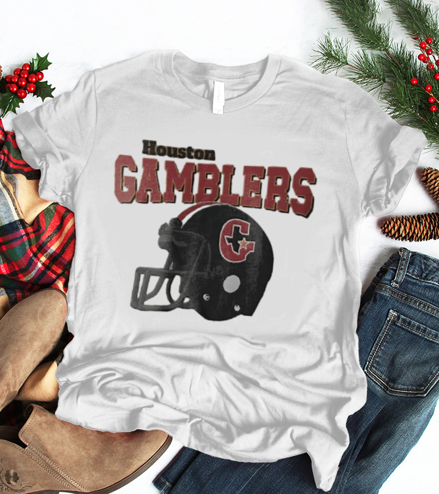 Houston Gamblers Distressed Football Helmet T-Shirt