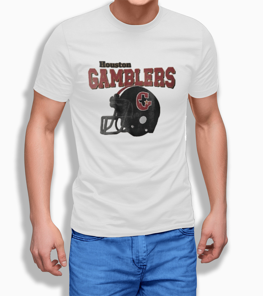 Houston Gamblers Distressed Football Helmet T-Shirt