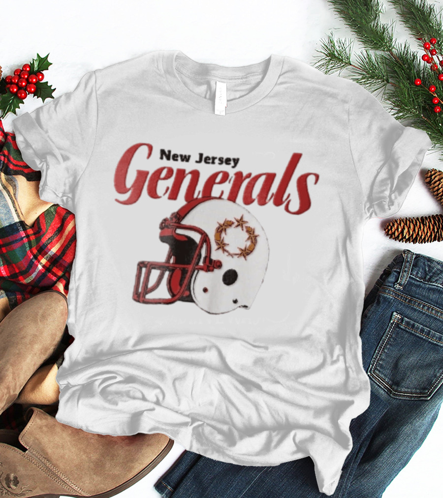New Jersey Generals Distressed Helmet Five Stars T-Shirt