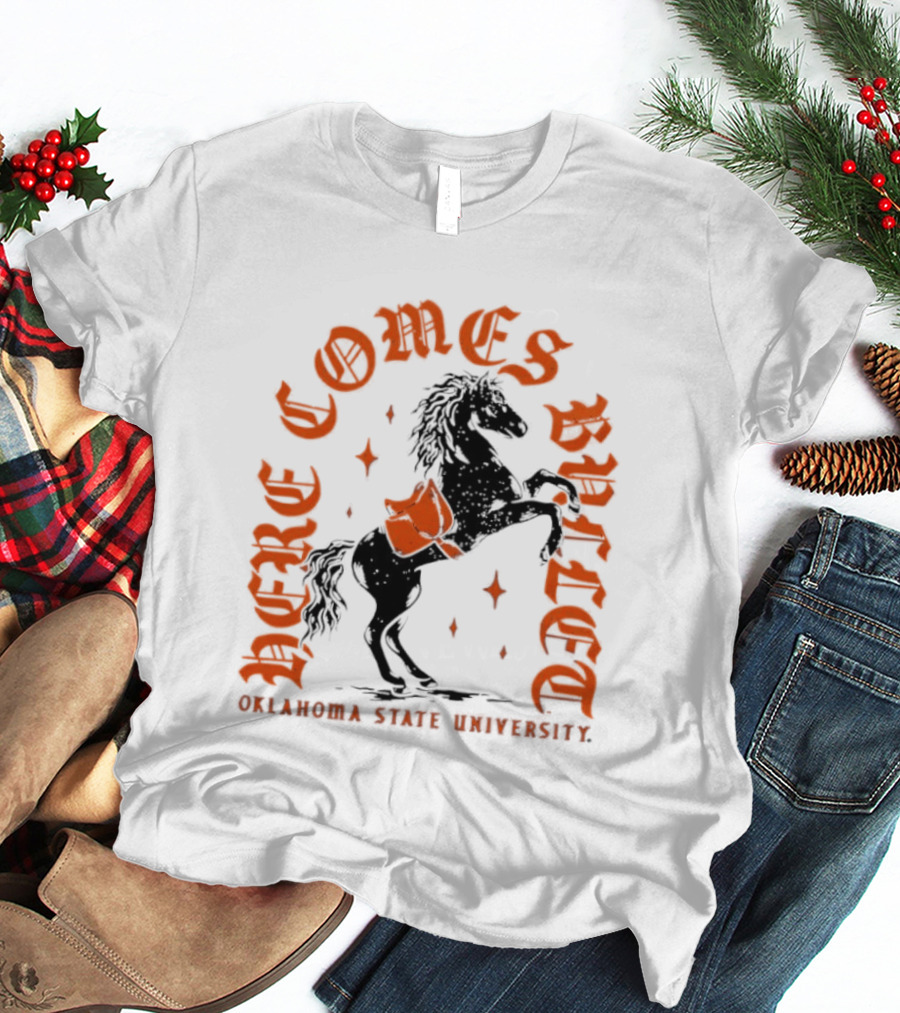 Oklahoma State University Here Comes Bullet Horse Riding Spirit T-Shirt