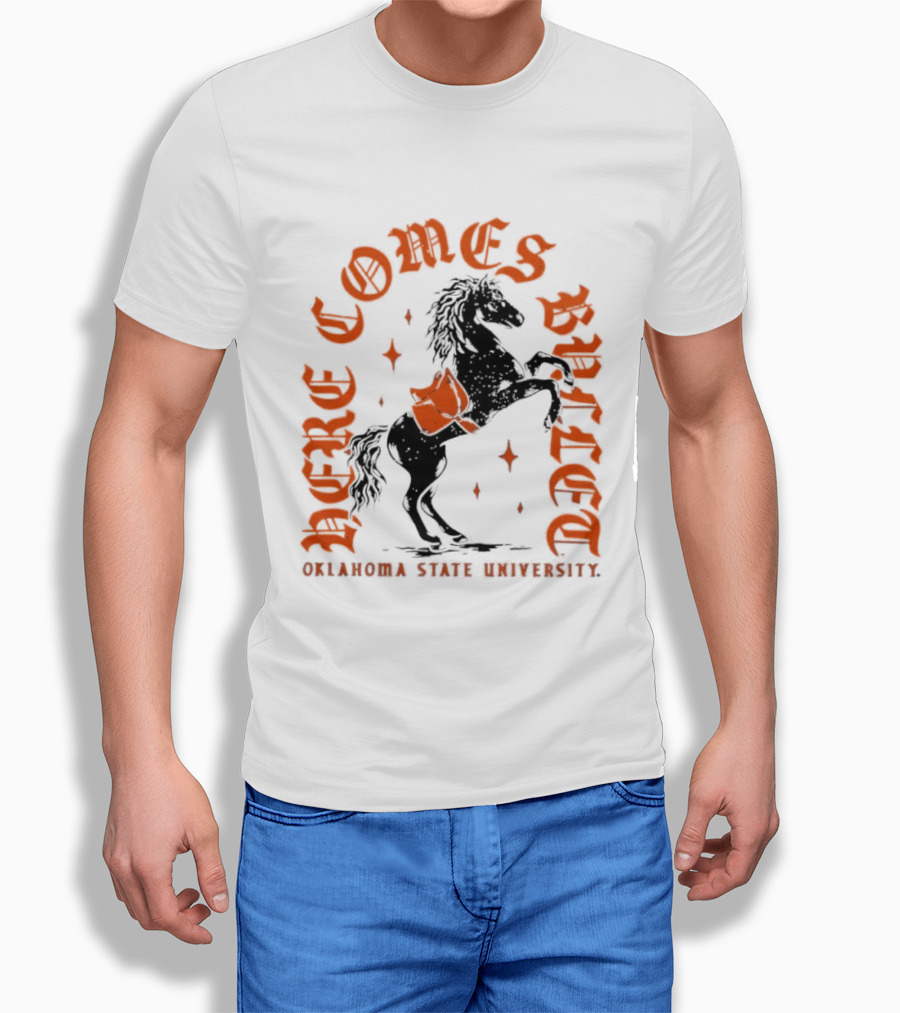 Oklahoma State University Here Comes Bullet Horse Riding Spirit T-Shirt