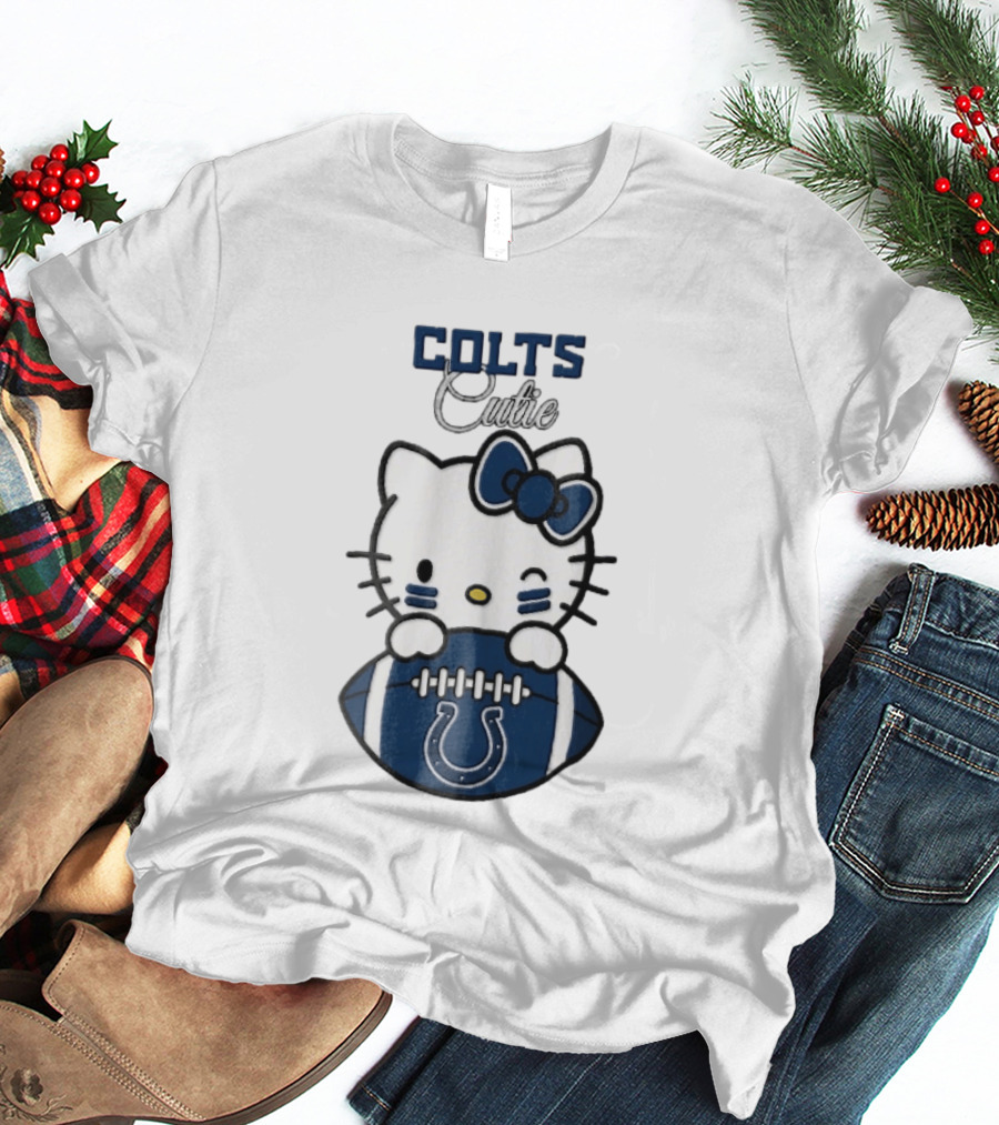Indianapolis Colts Cutie Cartoon Cat Football Bow T-Shirt