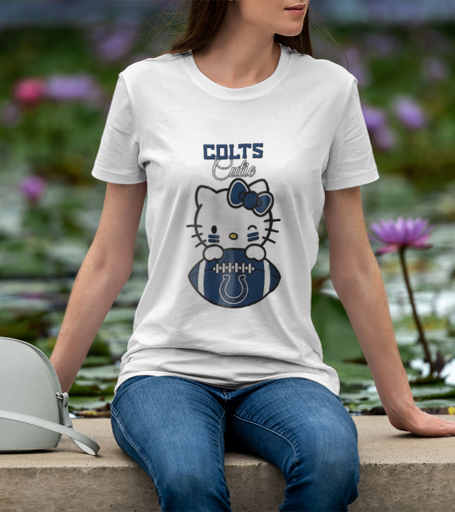 Indianapolis Colts Cutie Cartoon Cat Football Bow T-Shirt