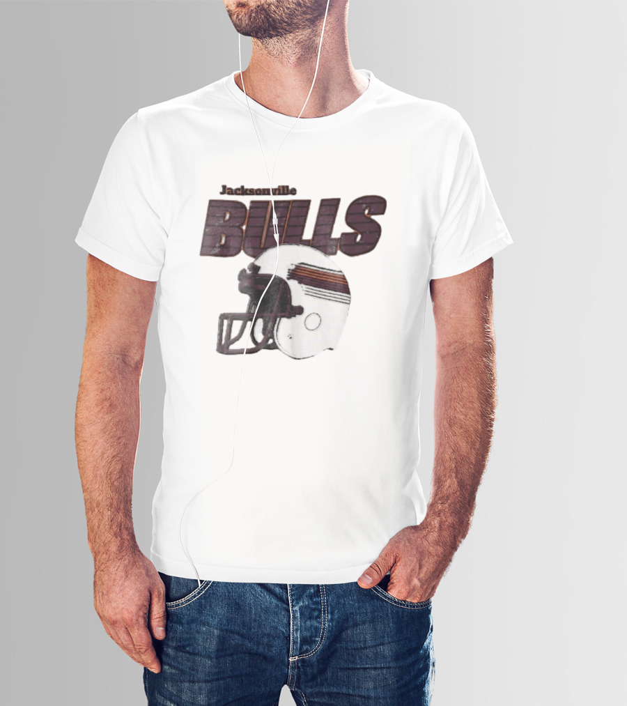 Jacksonville Bulls USFL Distressed Football Helmet T-Shirt