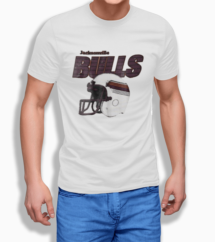 Jacksonville Bulls USFL Distressed Football Helmet T-Shirt