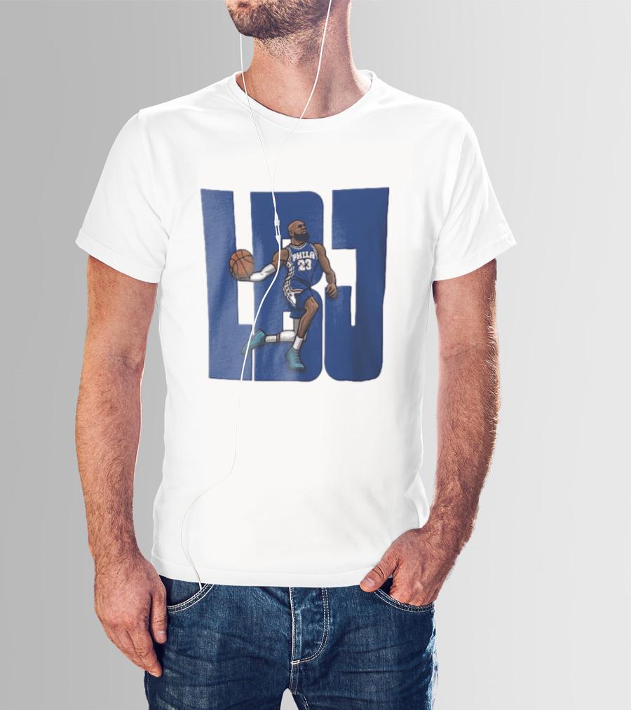 Philadelphia 76ers Phila 23 Cartoon Caricature Basketball Player Dribbling Lbj T-Shirt