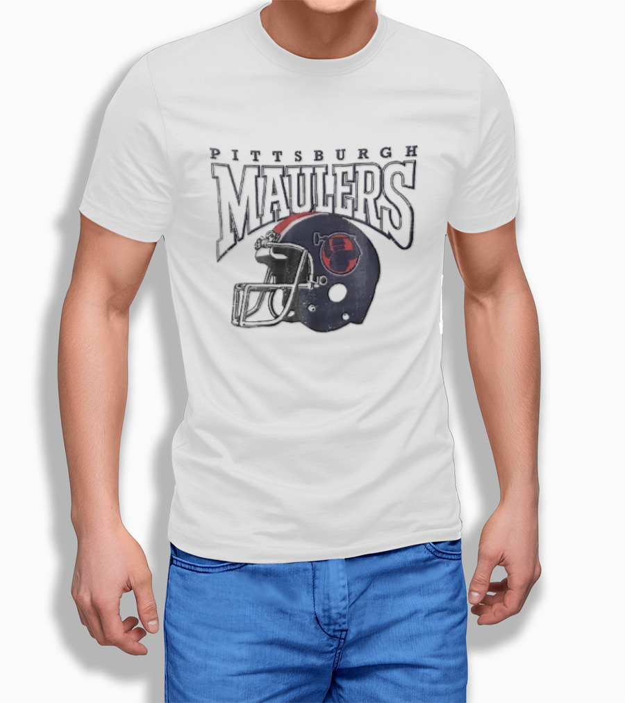 Pittsburgh Maulers Distressed Steelworker Football Helmet T-Shirt