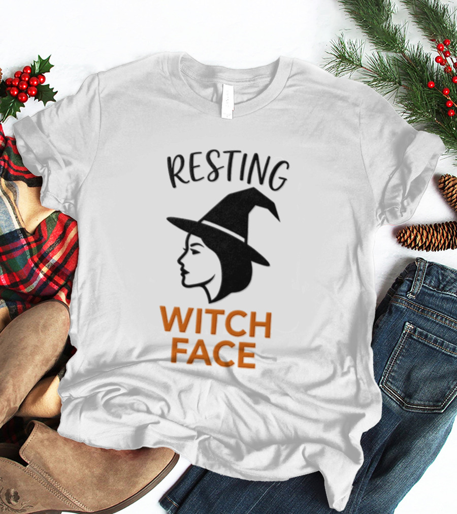Resting Witch Face Halloween Witch Hat T-Shirt