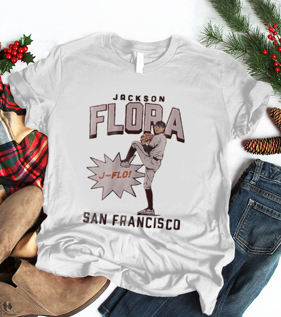 Jackson Flora J Flo Baseball Pitcher San Francisco Starburst T-Shirt