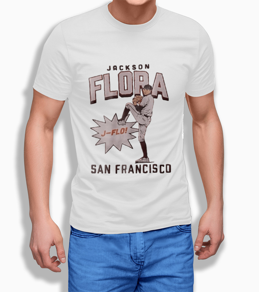Jackson Flora J Flo Baseball Pitcher San Francisco Starburst T-Shirt