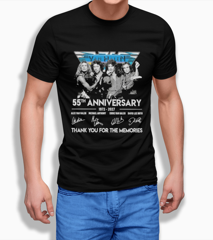 Van Halen 55th Anniversary 1972 2027 Thank You For The Memories Alex Eddie Michael David Signatures T-Shirt
