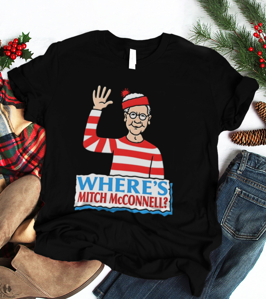 Where's Mitch McConnell Red White Stripes Waving T-Shirt