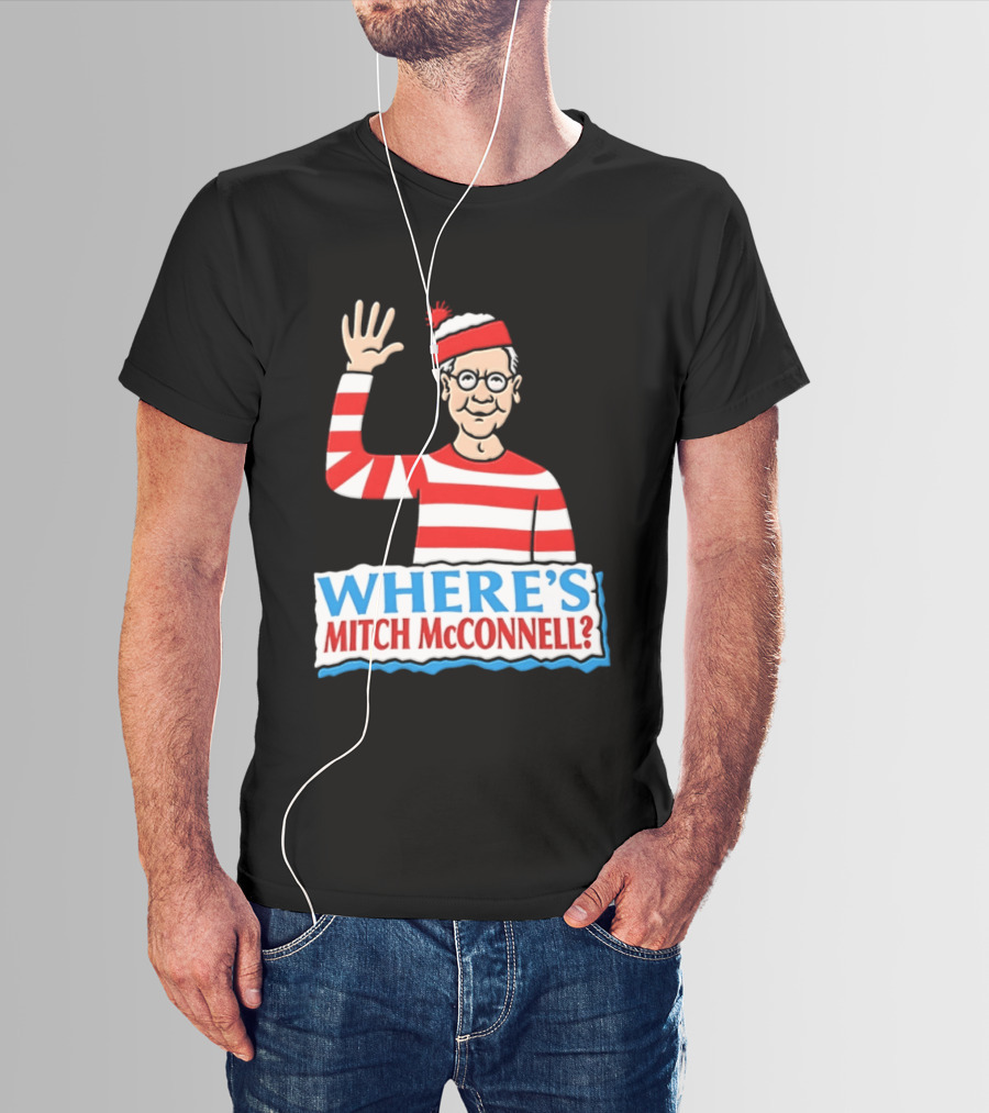 Where's Mitch McConnell Red White Stripes Waving T-Shirt