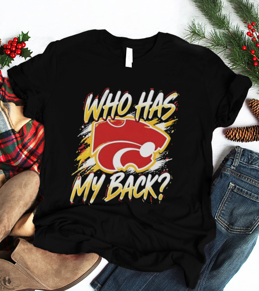Wildcat Who Has My Back Bold Red And White Paw Print T-Shirt