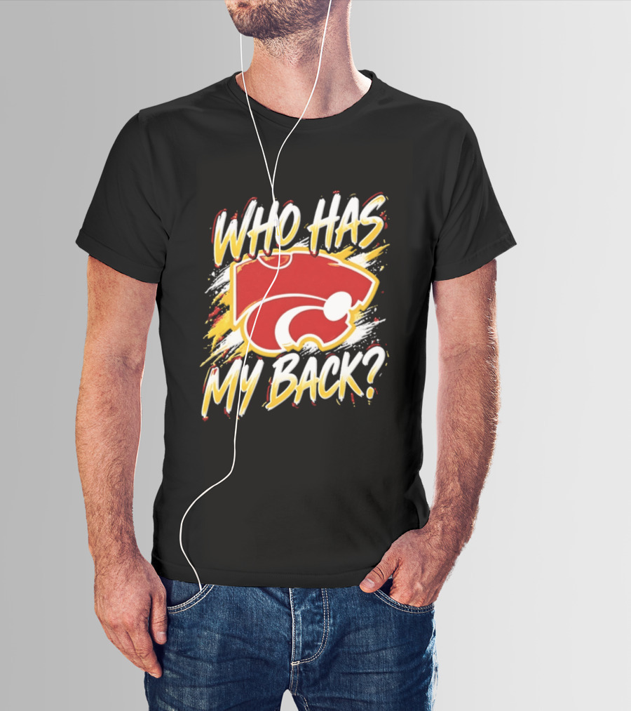 Wildcat Who Has My Back Bold Red And White Paw Print T-Shirt