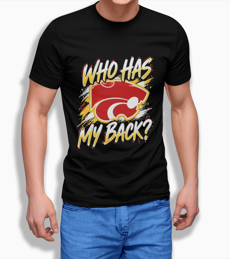 Wildcat Who Has My Back Bold Red And White Paw Print T-Shirt