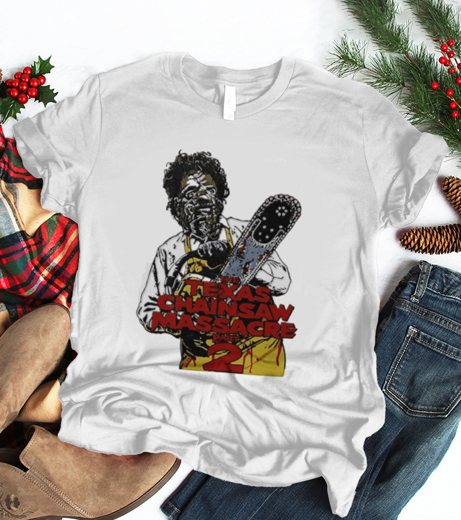 Texas Chainsaw Massacre Part 2 Leatherface Villain Bloody Chainsaw T-Shirt