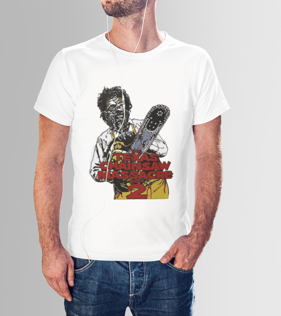 Texas Chainsaw Massacre Part 2 Leatherface Villain Bloody Chainsaw T-Shirt