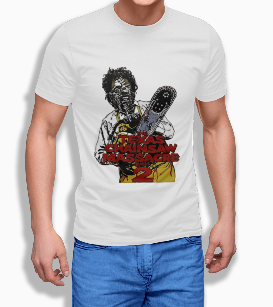 Texas Chainsaw Massacre Part 2 Leatherface Villain Bloody Chainsaw T-Shirt