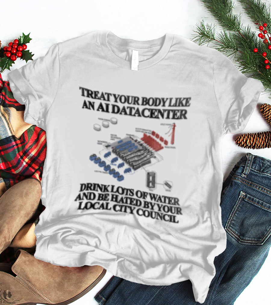 Treat Your Body Like An AI Datacenter Drink Lots Of Water And Be Hated By Your Local City Council T-Shirt
