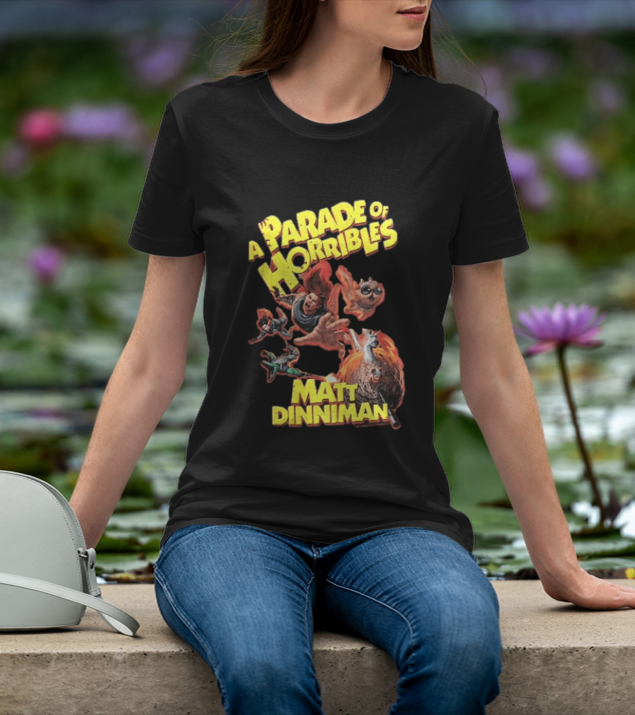 A Parade Of Horribles Matt Dinniman Action Fantasy Characters Flying Flaming Ball Adventure T-Shirt