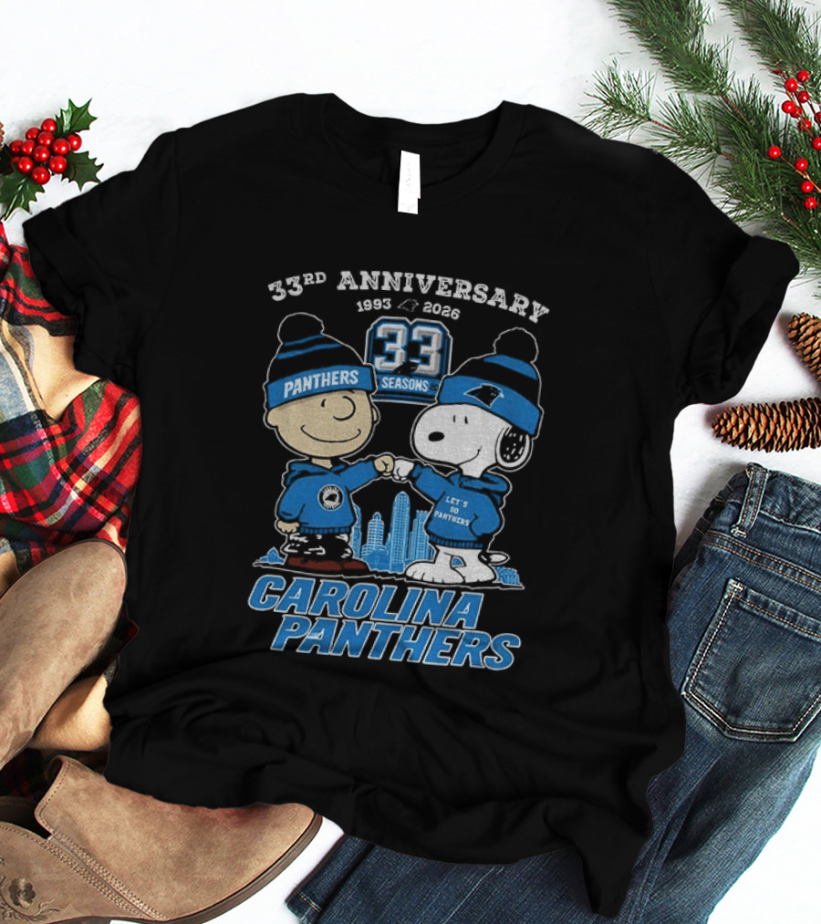 Charlie Brown Snoopy Carolina Panthers 33rd Anniversary 1993 2026 Seasons T-Shirt