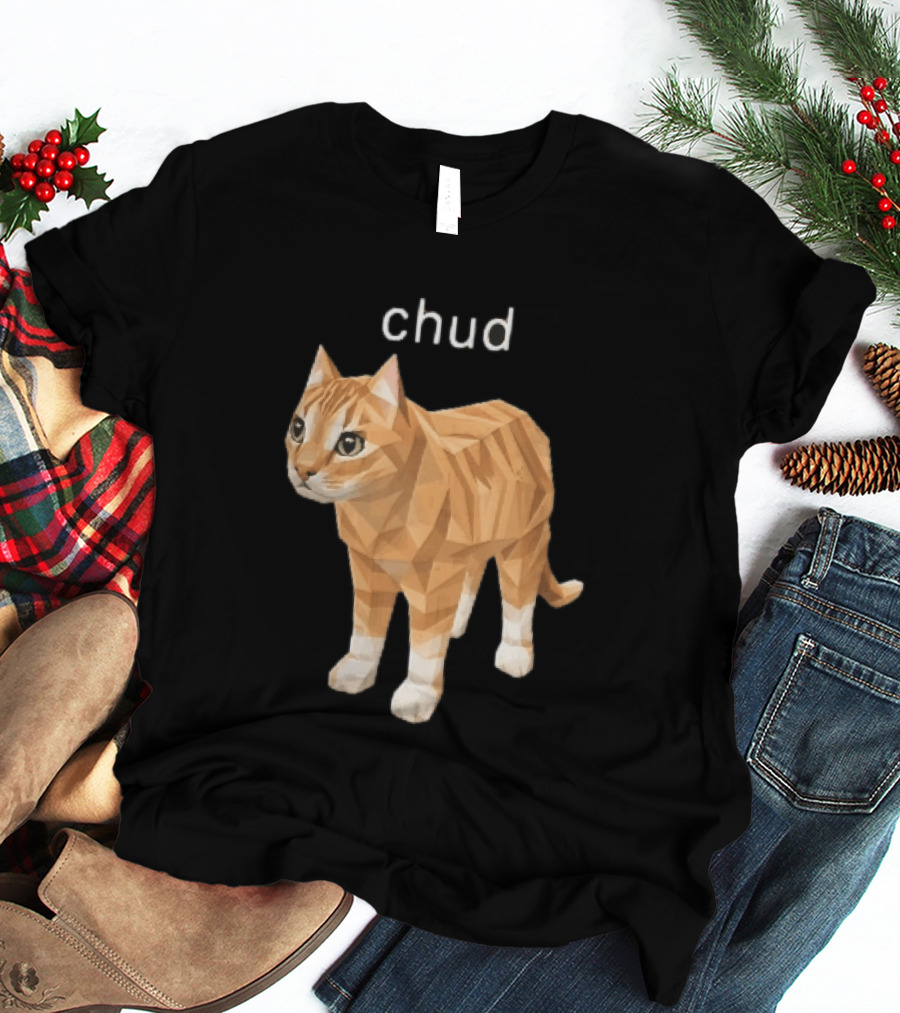 Chud Low Poly Geometric Orange Tabby Cat T-Shirt