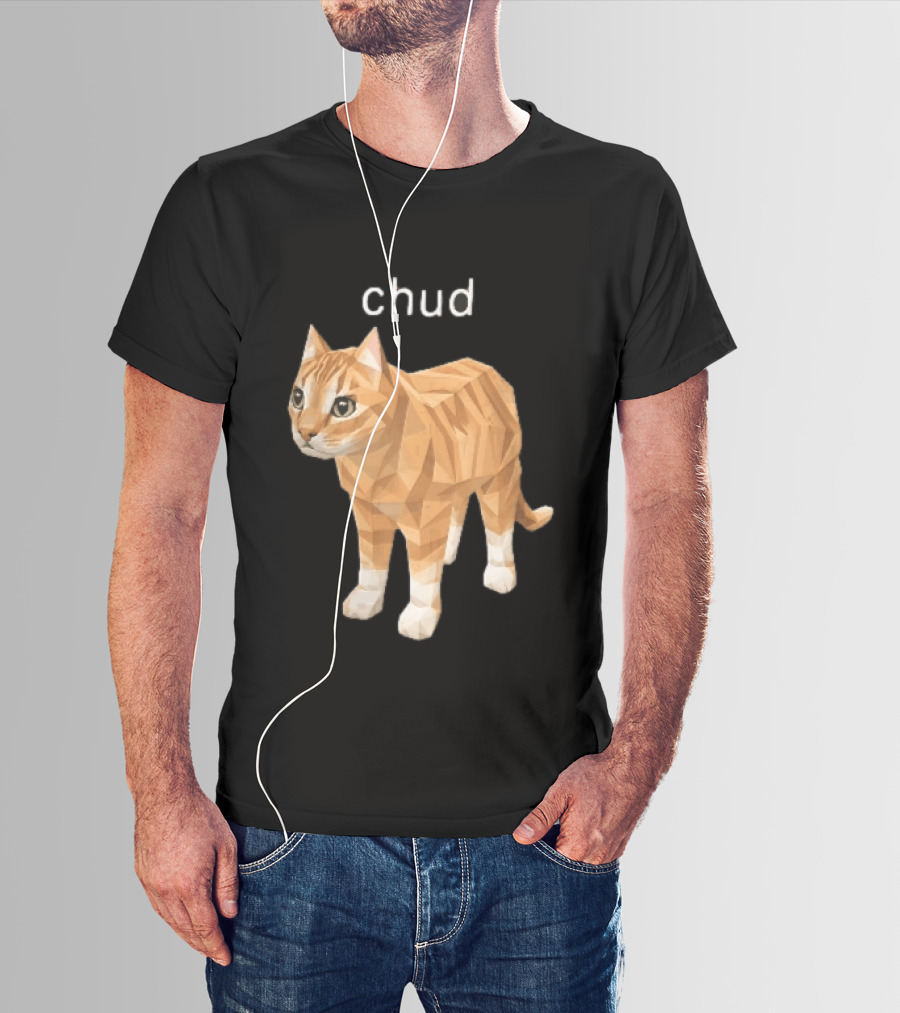 Chud Low Poly Geometric Orange Tabby Cat T-Shirt