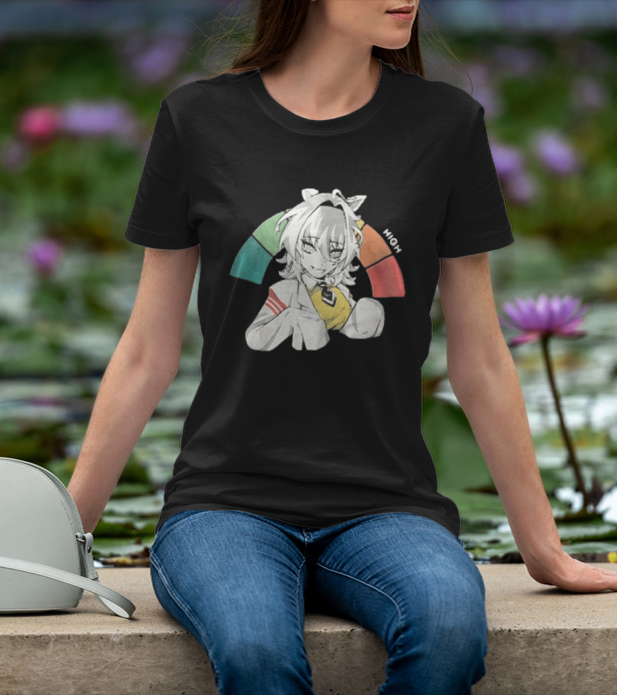 High Anime Cat Girl White Hair Threat Meter Gauge T-Shirt