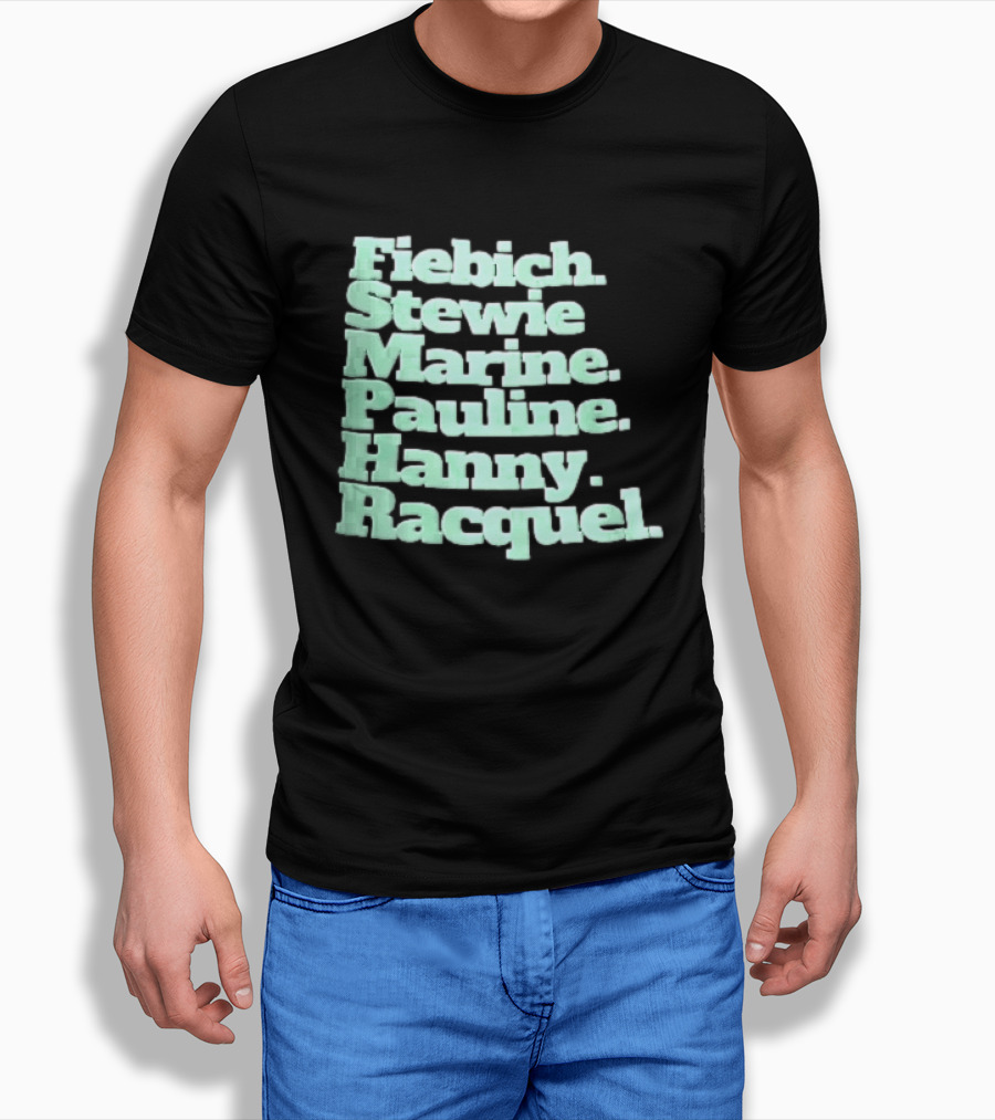 Fiebich Stewie Marine Pauline Hanny Racquel Mint Green Stacked Name List T-Shirt